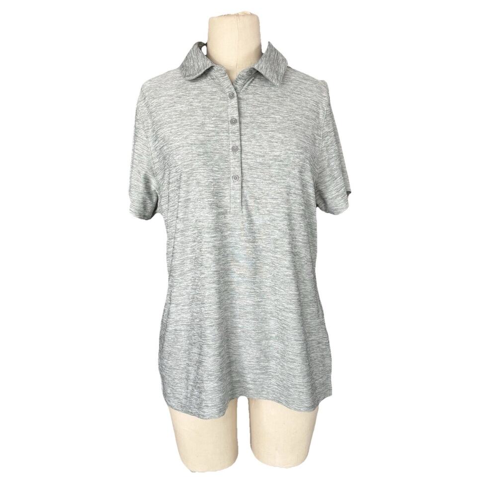 Under Armor Zinger Heather Gray golf Polo For Women Size Large 4way Stretch